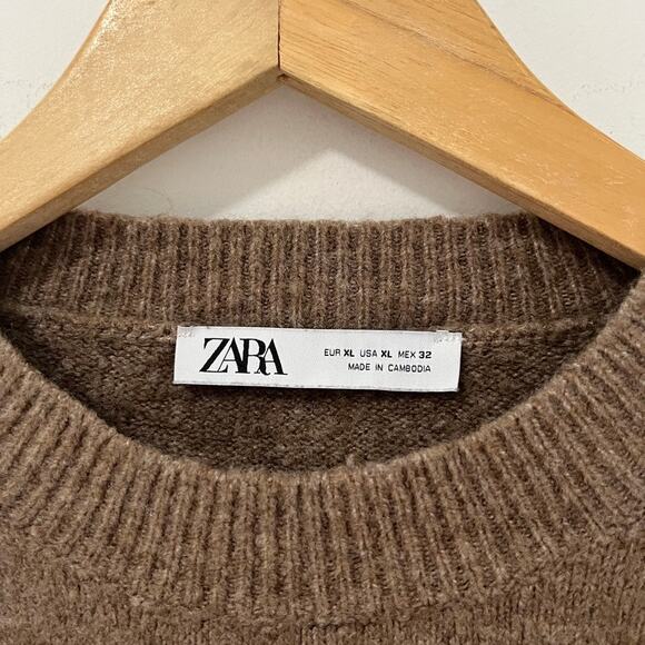 Zara Brown Fuzzy Sweater Size XL - Picture 3 of 5